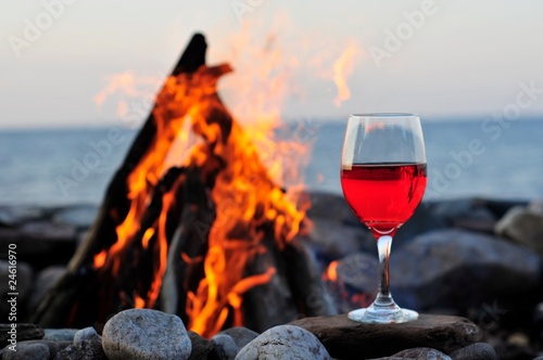 Wine Next To Campfire