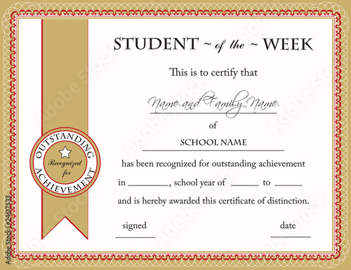 Student of the Week Certificate