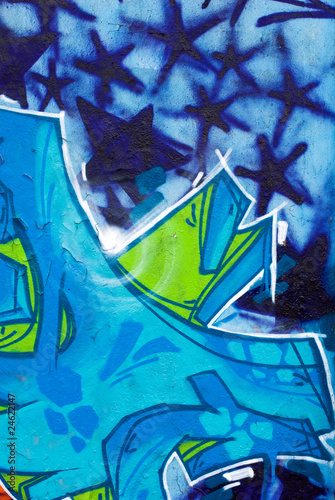 Blue vertical graffiti