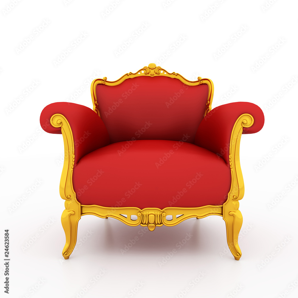 Classic glossy red armchair isolated on white Classic glossy red armchair isolated on white
