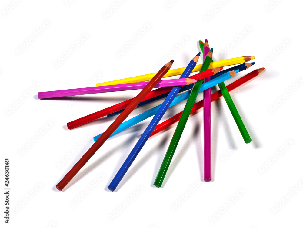 Some colored pencils on white background Some colored pencils on white background