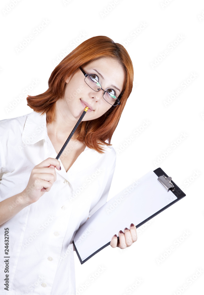 Young businesswomen with white plan board. Young businesswomen with white plan board.