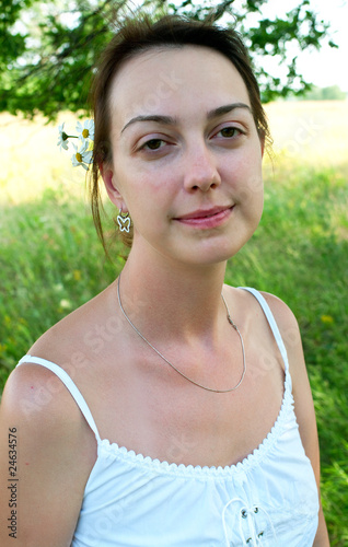 Beautiful girl in white dress