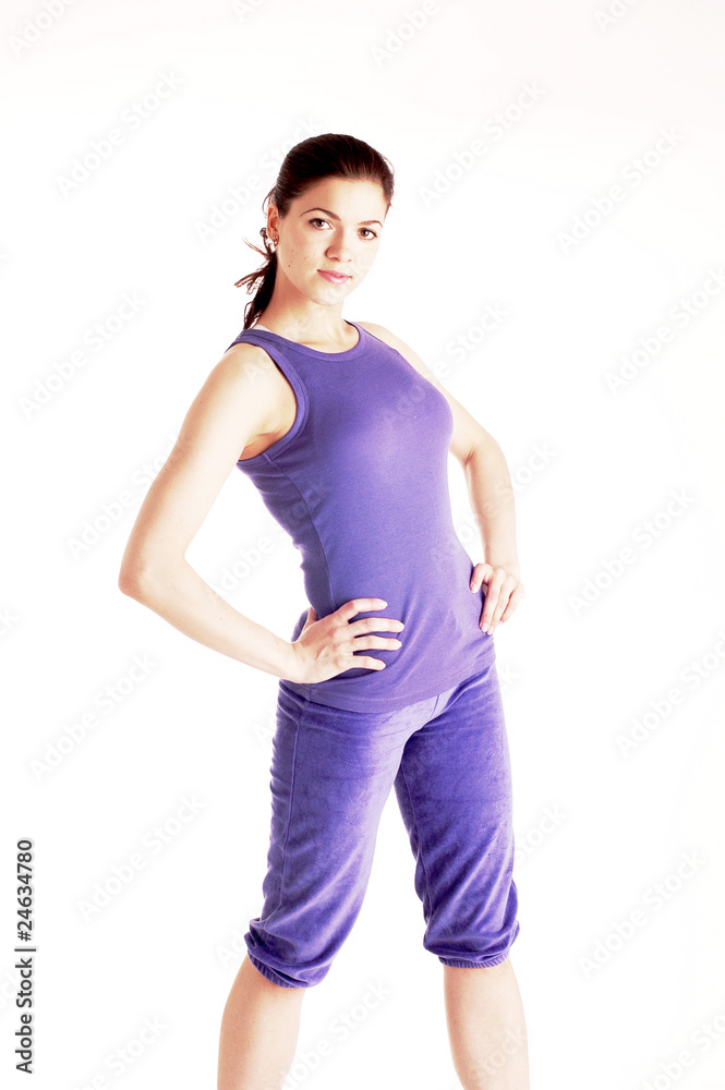 Young pretty girl doing fitness