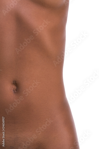 torso and navel of ethnic black woman