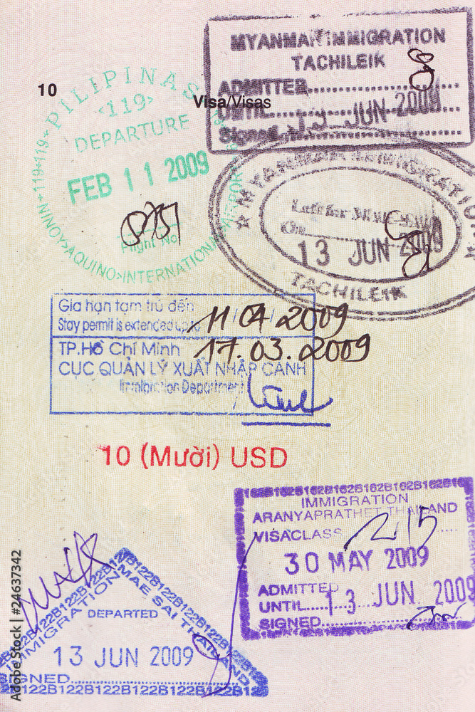 travel visa stamps on passport