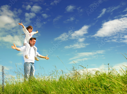 Father gives her daughter piggyback