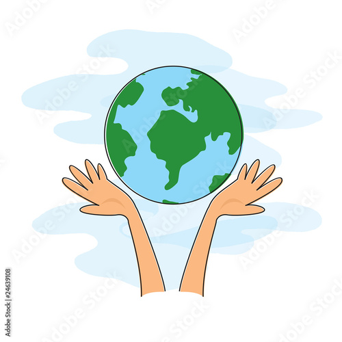 Hands holding the world