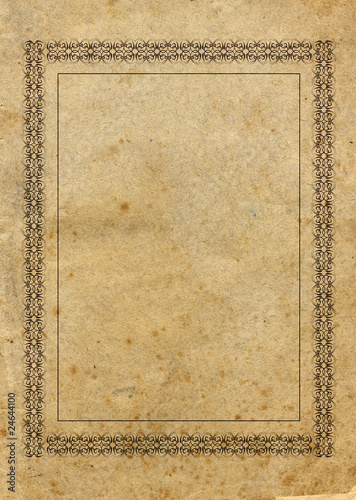 Aged grungy  paper with stylish border