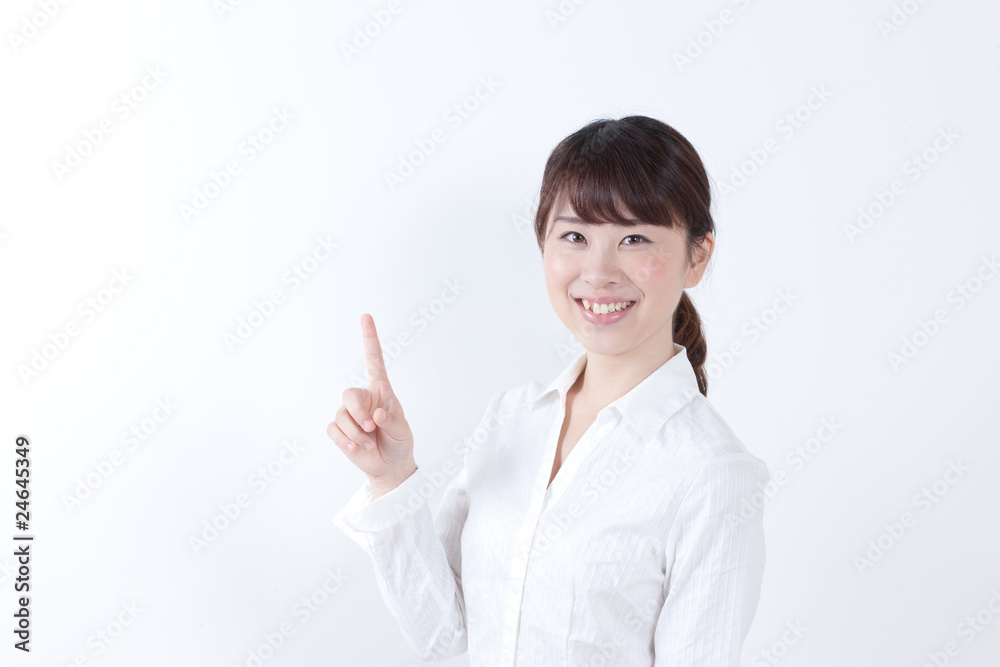 ビジネス・女性・指差し・笑顔 ビジネス・女性・指差し・笑顔