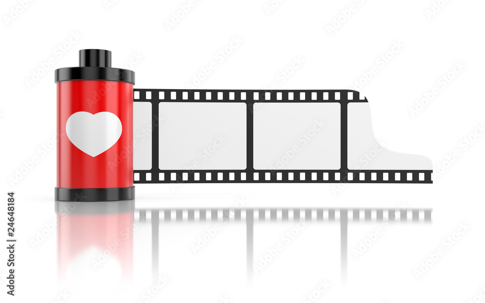 Fototapeta premium Film roll isolated on white with reflection