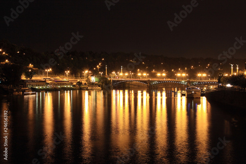 The night View on bright Prague Bridge © Kajano