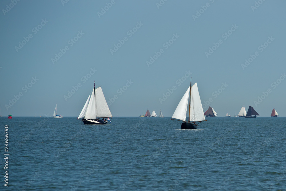 Lonely traditional netherlands sailing boats