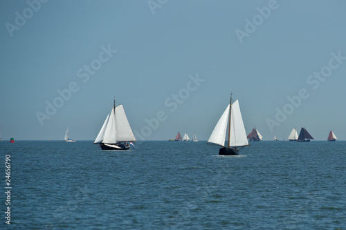 Lonely traditional netherlands sailing boats