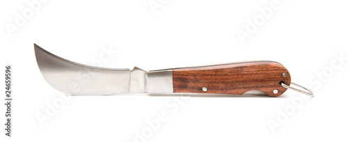 old-fashioned curved pruning gardening knife;