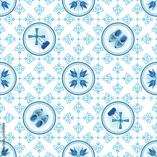 Seamless wallpaper in traditional dutch color style