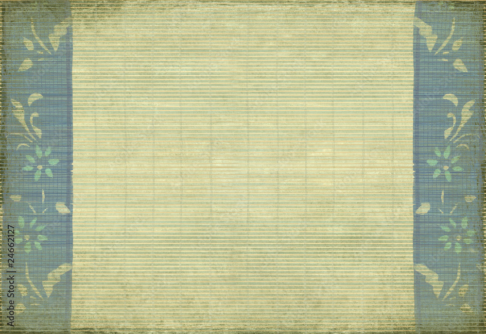 Obraz premium Blue flower and bamboo grunge on cream background