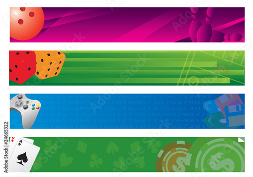 Four banners. Plays and amusements