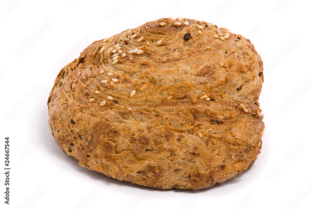 Single fresh bun on a white background Single fresh bun on a white background