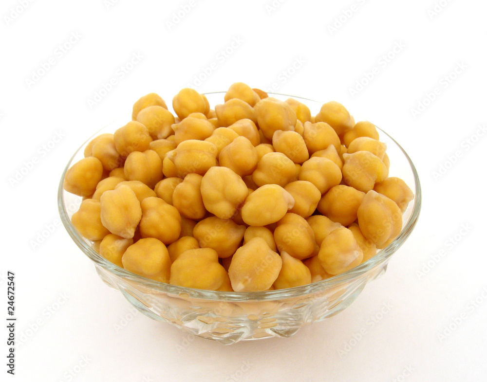 Chick-peas in glass bowl Chick-peas in glass bowl