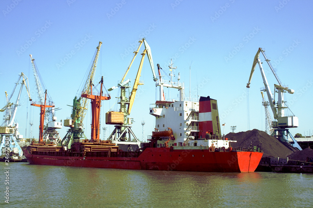 The ship in sea trading port