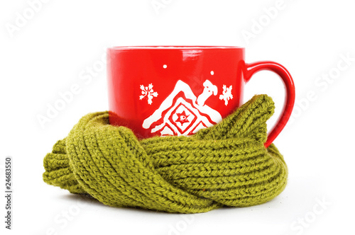 cup of tea with winter ornament