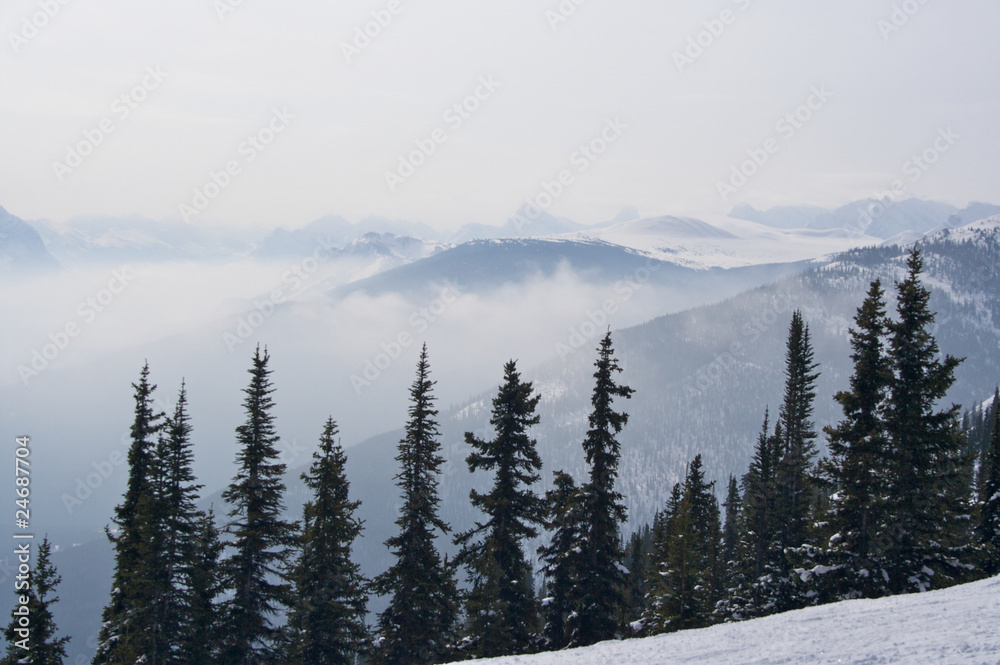 Mountain Range Haze in Winter, Jasper