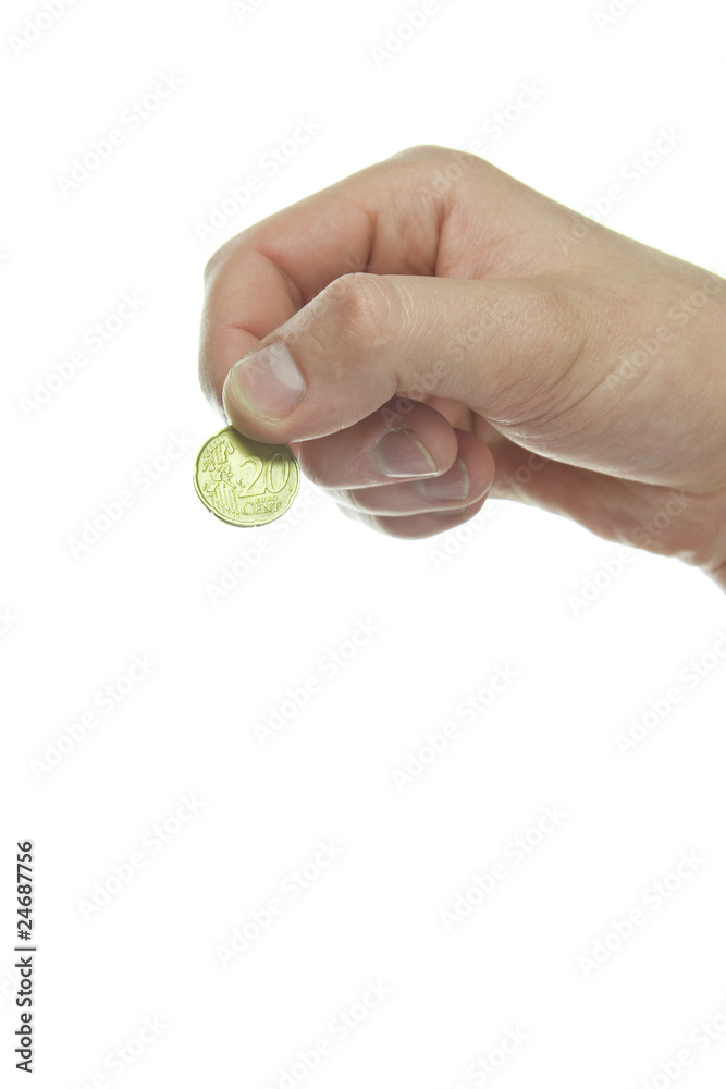 Hand holding coin Hand holding coin