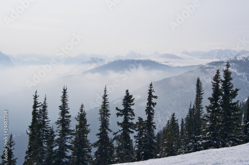 Mountain Range Haze in Winter, Jasper