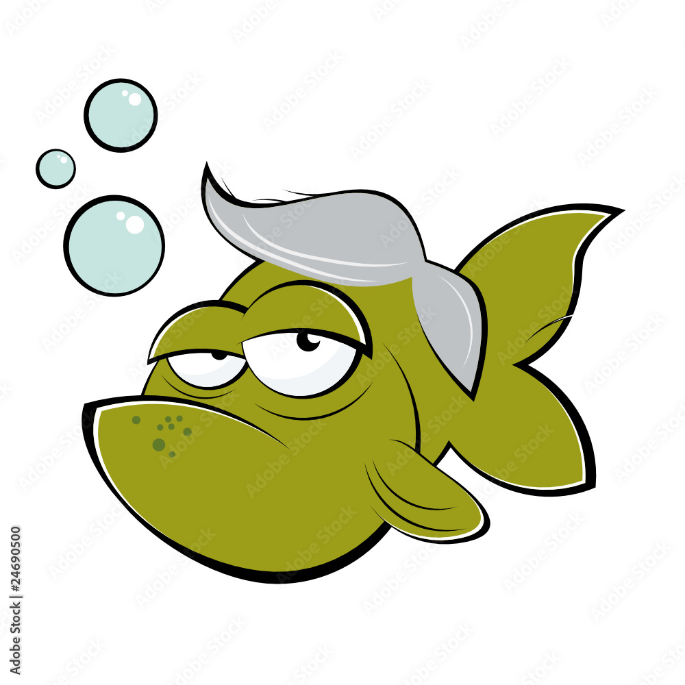 fisch cartoon lustig müde senior Adobe Stock