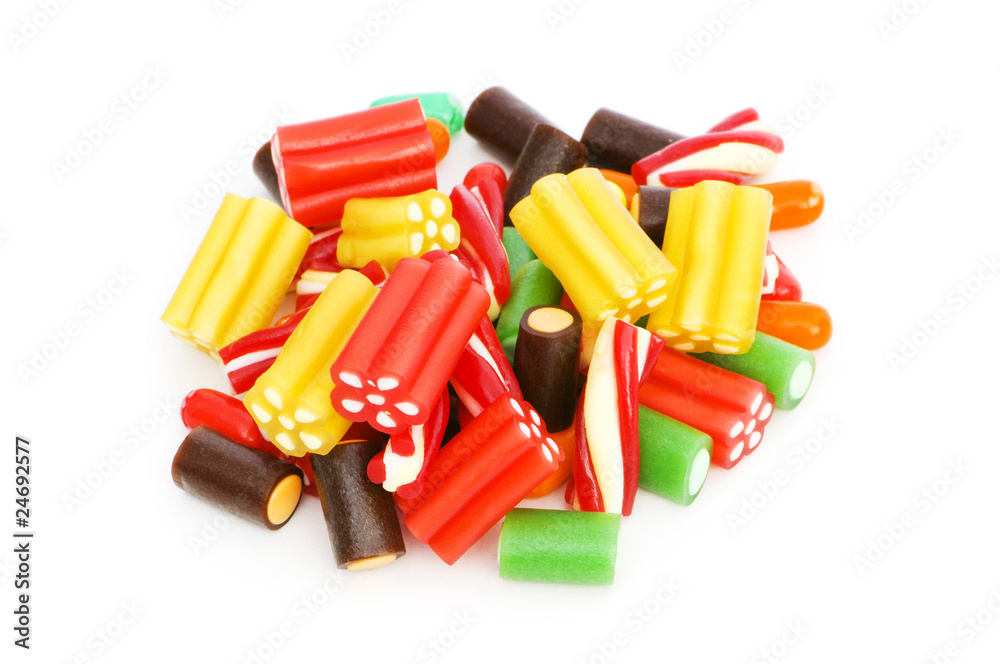 Colourful sweets isolated on the white background