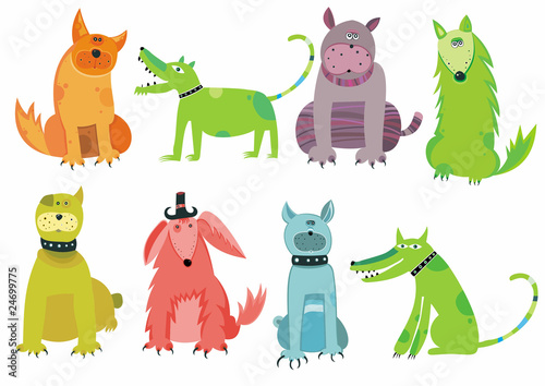 Colorful dogs set