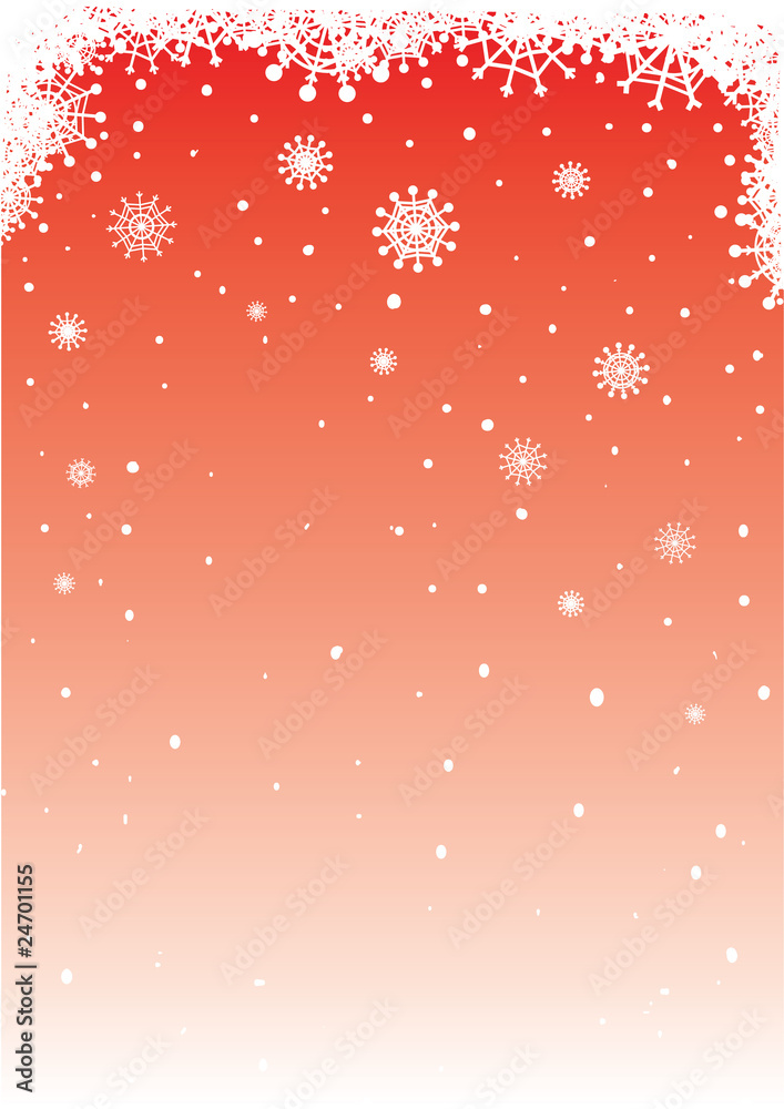 Red Snowy Christmas Background - obrazy, fototapety, plakaty 