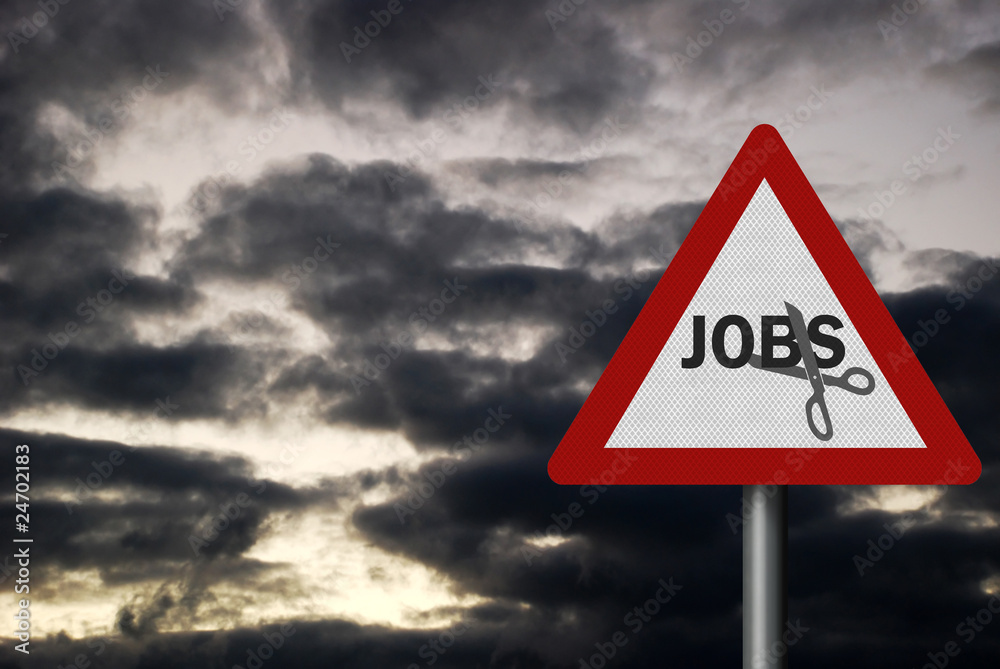 Photo realistic 'jobs cuts' sign, with space for your text Photo realistic 'jobs cuts' sign, with space for your text
