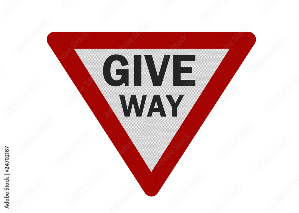 Photo realistic 'give way' sign, isolated on white Photo realistic 'give way' sign, isolated on white