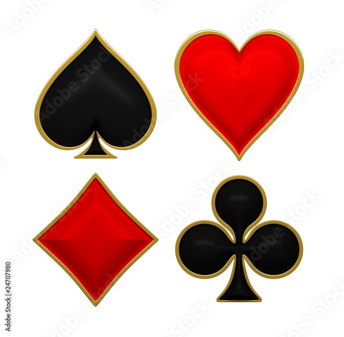 Card suits with golden framing