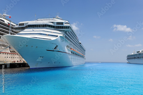 Cruise Ships Docked in Tropical Port