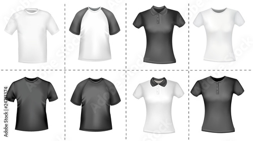 Black and white shirts. Vector illustration.