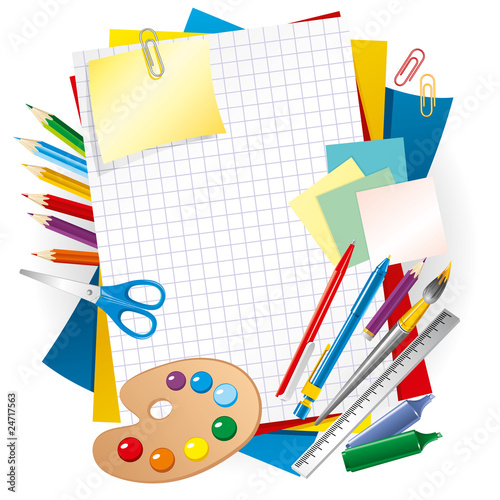 colored paper and pens