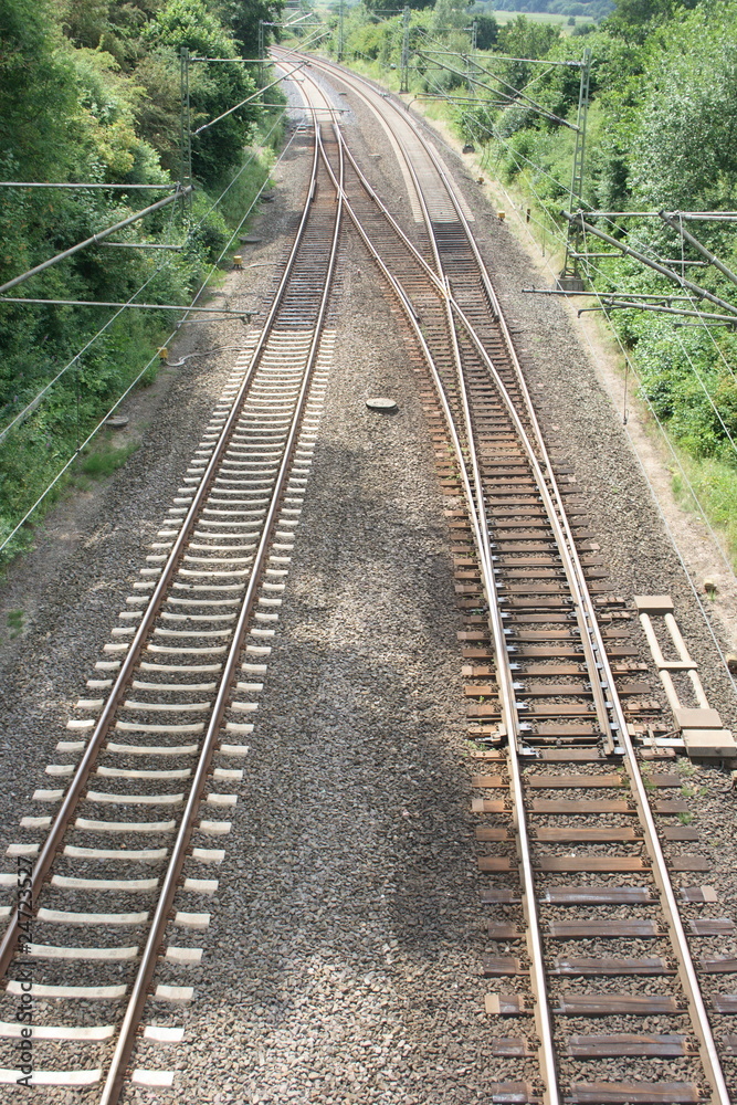 Schienen mit Weiche