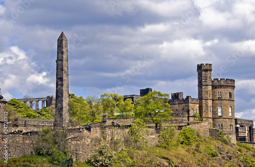 Dugald Stewart Monument and Governor House in Edinburgh photo