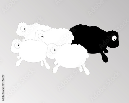 peur, troupeau de moutons, symbolise la peur de l'autre