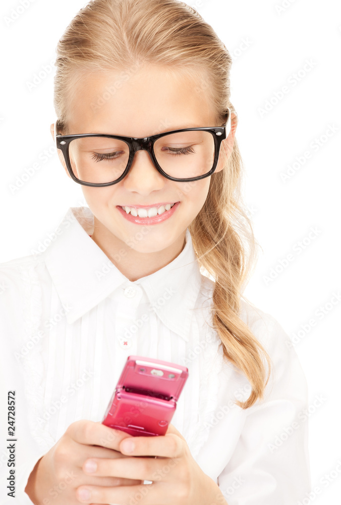 happy girl with cell phone
