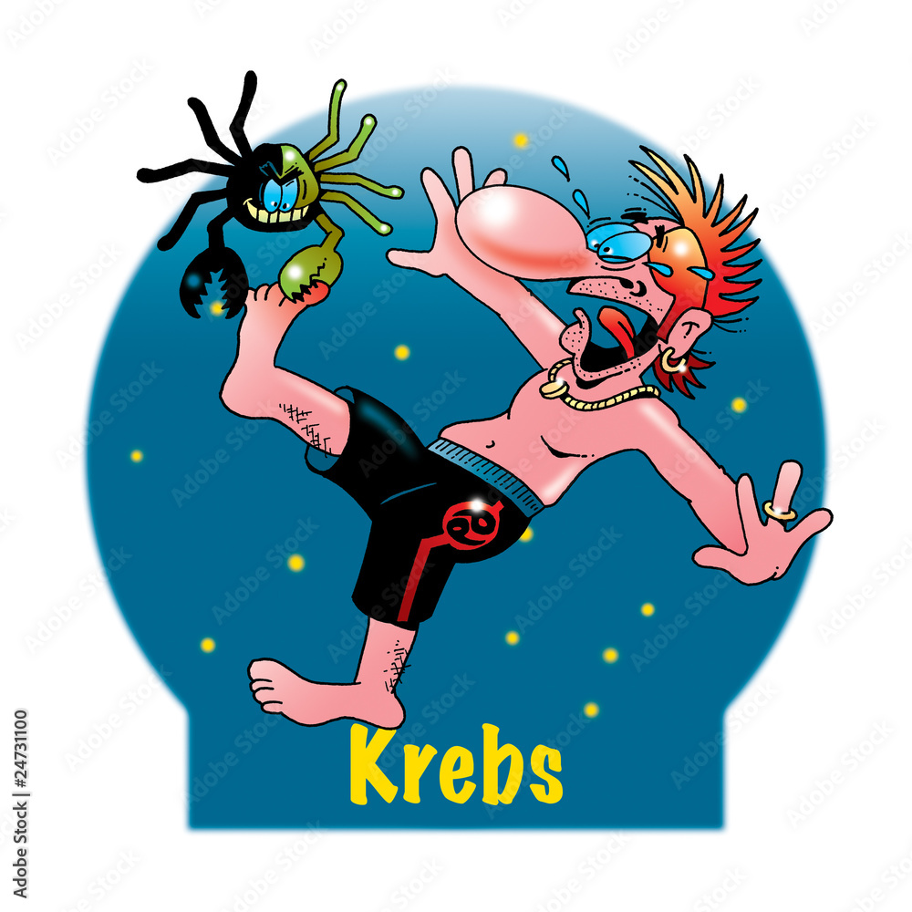Lustige Sternzeichen Krebs StockIllustration Adobe Stock