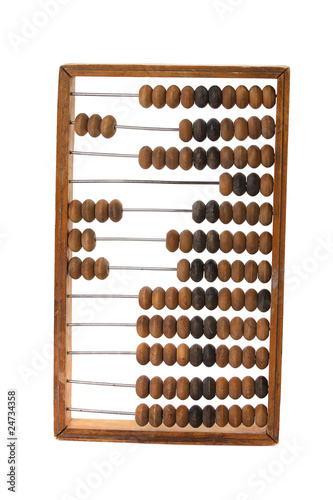 Old wooden abacus isolated on white background