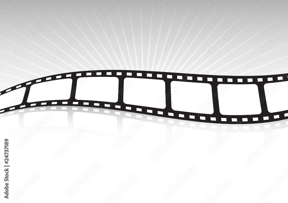 Film roll vector illustration and rays