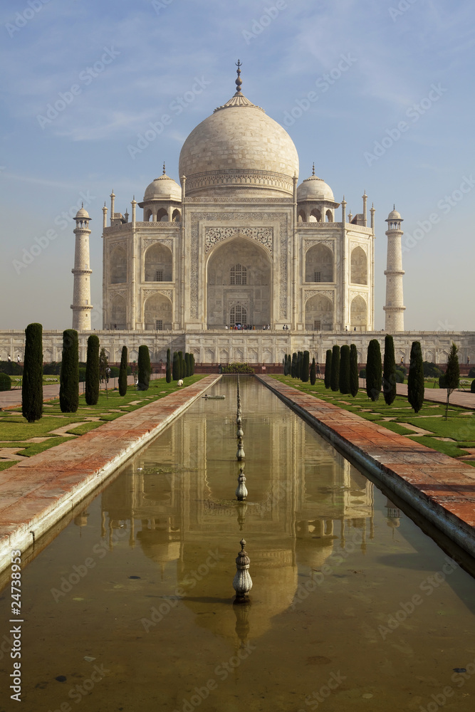 Taj Mahal reflection in the pond.