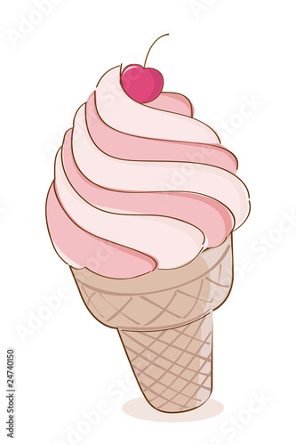Ice-cream cone with cherry