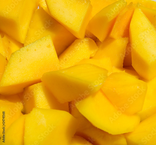 view of mango cut in cubes