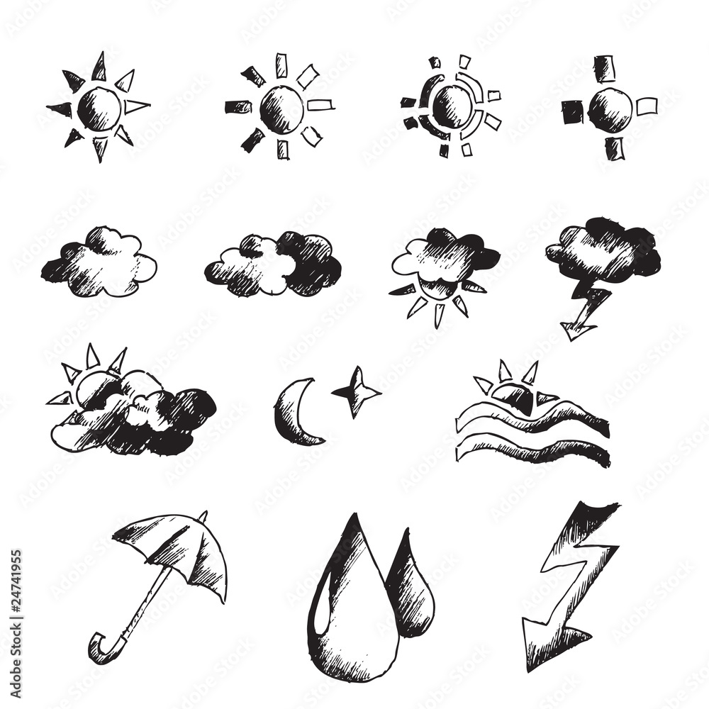 Fototapeta premium weather hand draw element vector